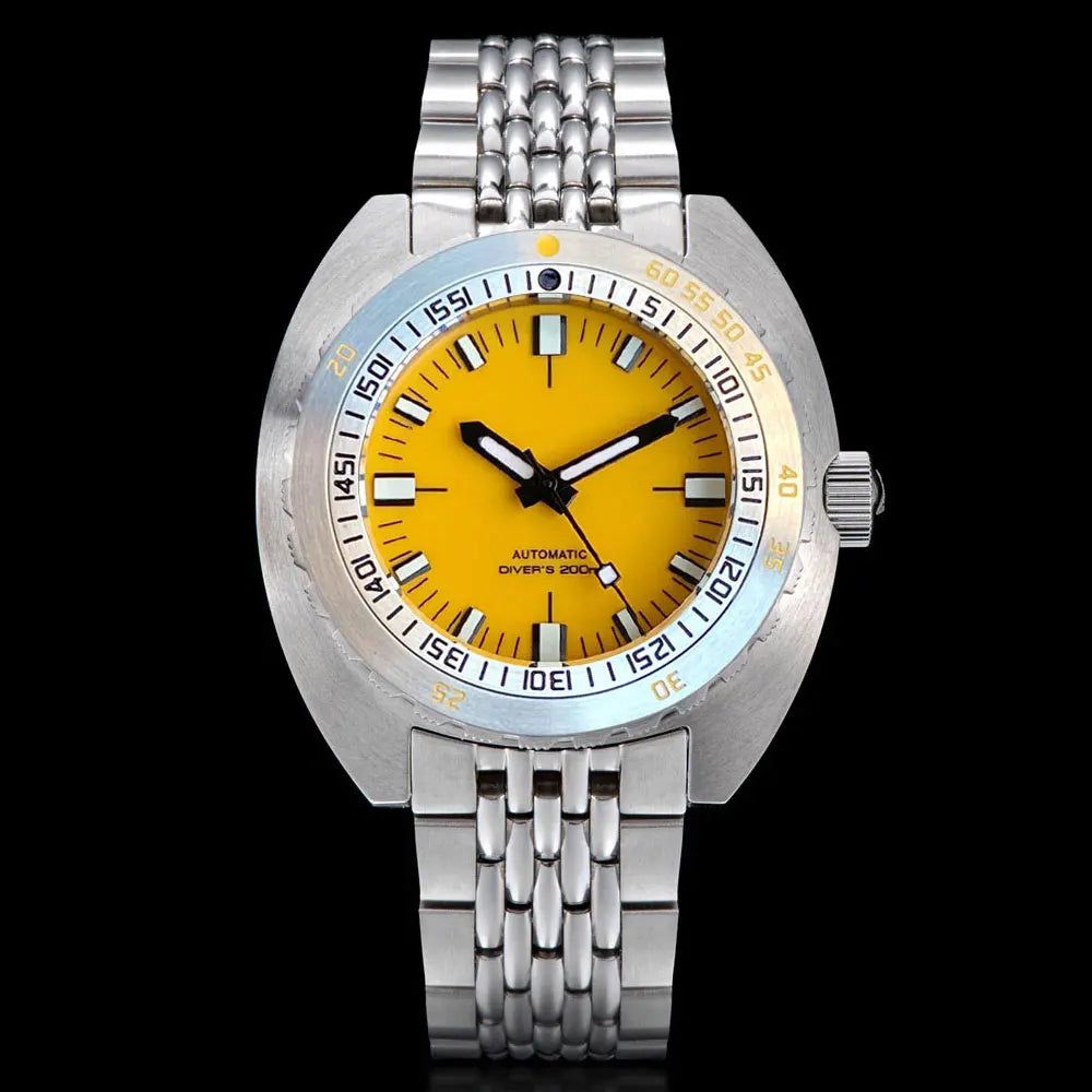Tandorio V2 Buckle Bracelet Steel Bezel 42mm Sapphire Glass 20ATM Water Resistant NH35 Automatic Mens Dive Watch Reloj Hombre