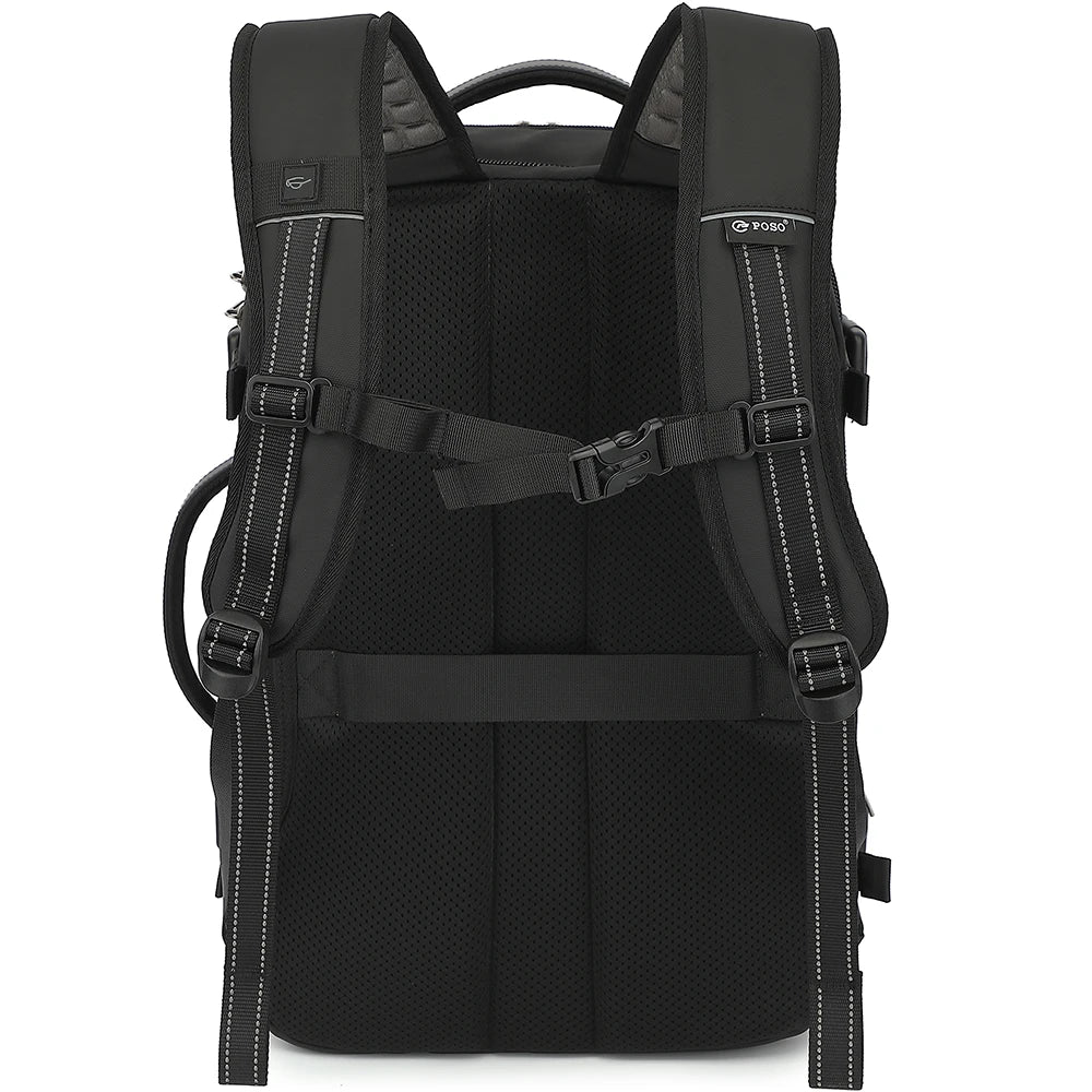 POSO Anti-theft Men Backpack For 17.3 inch Laptop 60 L Vacuum Compression Travel Storage Bag Large Waterproof Oxdord 180 ° Open