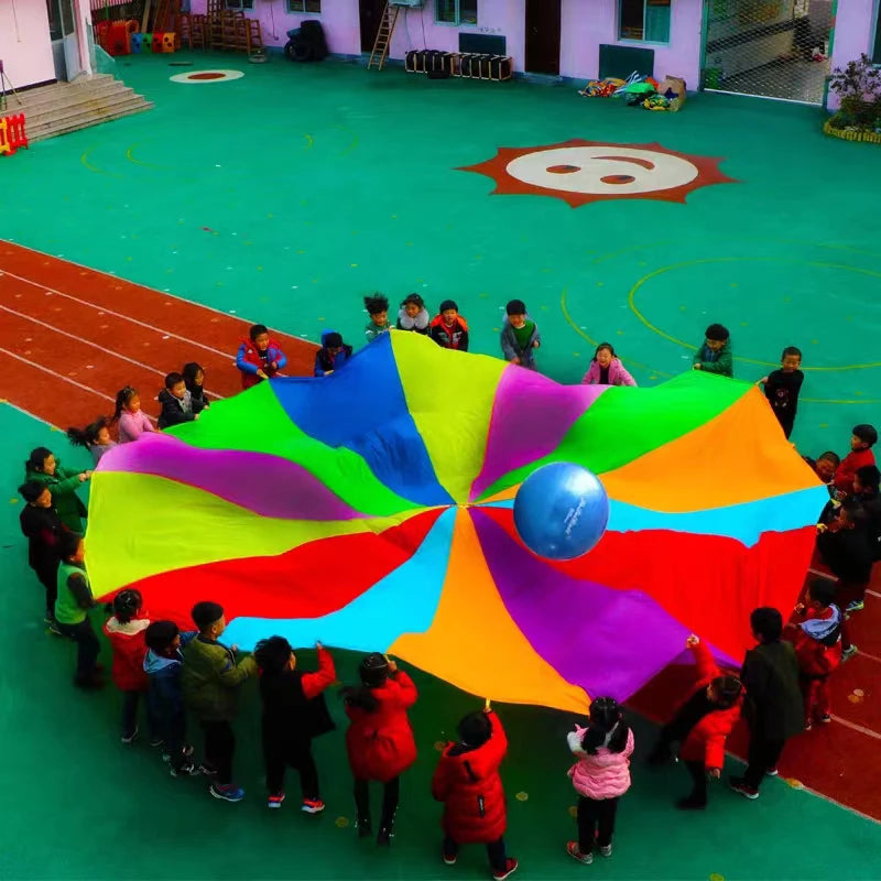 2-4M Kids Play Parachute Rainbow Outdoor Children Games Fun Playground Kindergarten School Group Exercise Cooperative Activities