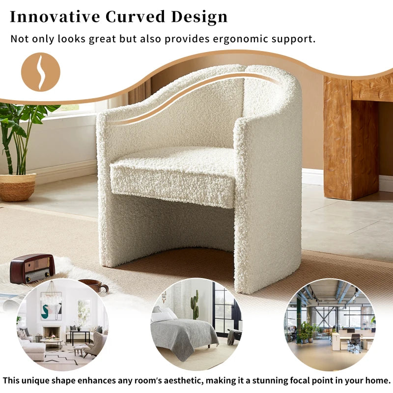 Stylish Curved Design, Comforting Embrace, Versatile Aesthetic, Dual Purpose Decorative Accent Chair, for Living room
