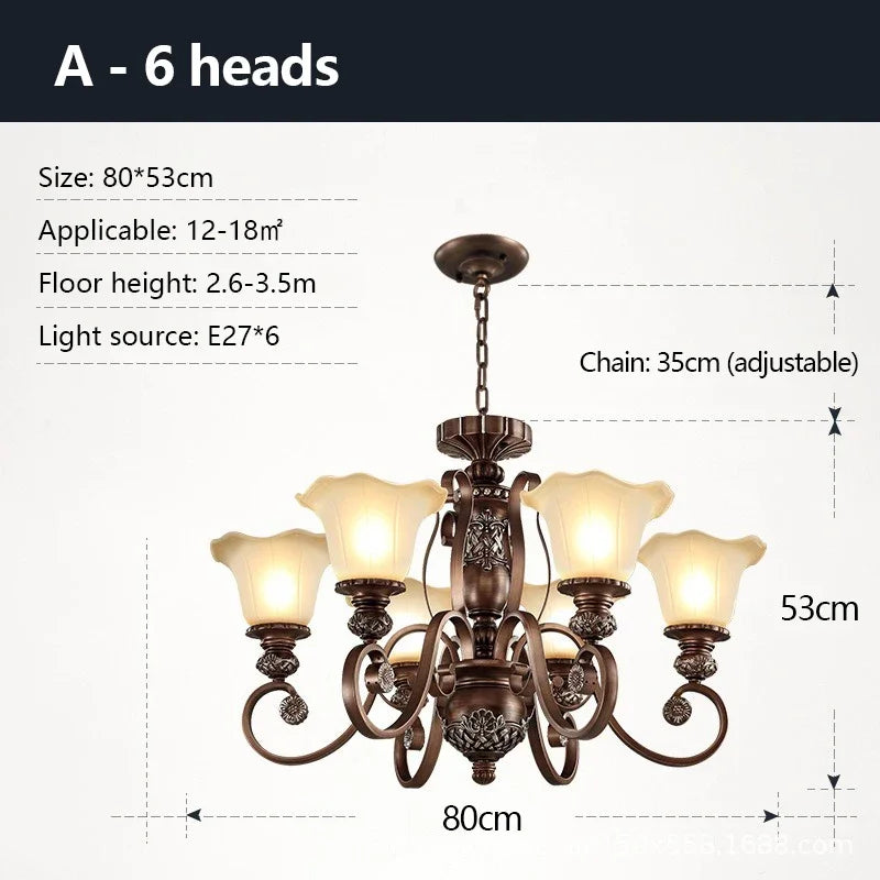 Home Decor Retro Luxury Chandeliers Classical LED Hanging Lamp for Villa Living Dining Room Indoor Lighting Suspension Luminaire