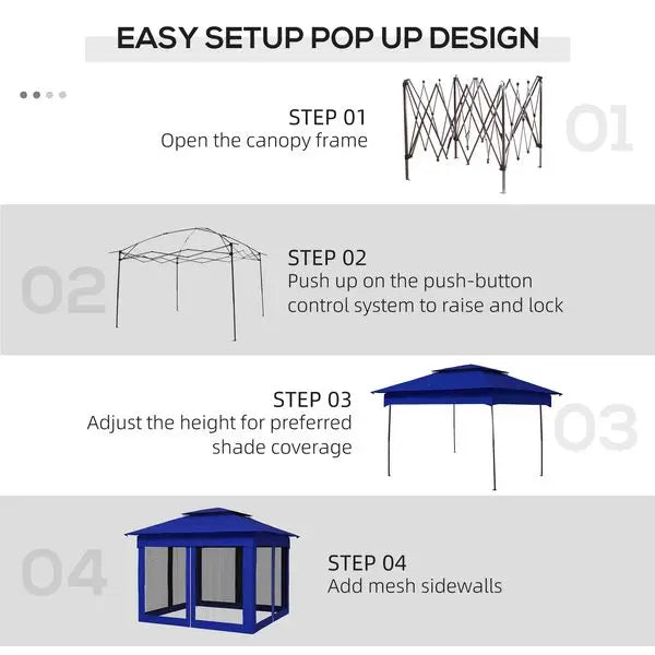 Outsunny 11 x 11 Pop-Up Canopy Gazebo Outdoor Patio Event Tent with Zipper Netting,Carry Bag, UV Protection for Backyard & G