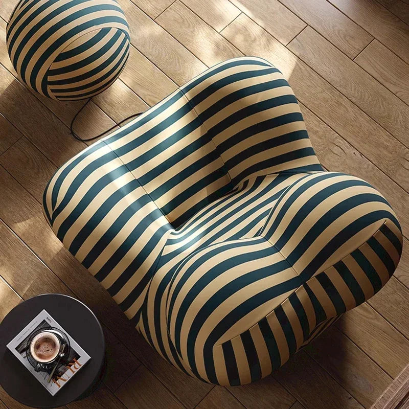 Modern Striped Bean - Bag Sofa with Ottoman, Cozy & Stylish Living Room Furniture,Designer Styles,Mom's Embrace Sofa