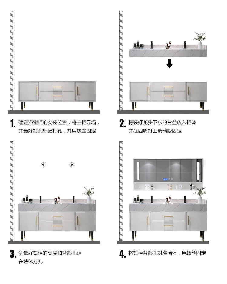 Bathroom Cabinet Washbasin Bathroom Combination Simple Household Toilet Furniture Solidbathroom Modern Vanity With Sink 24
