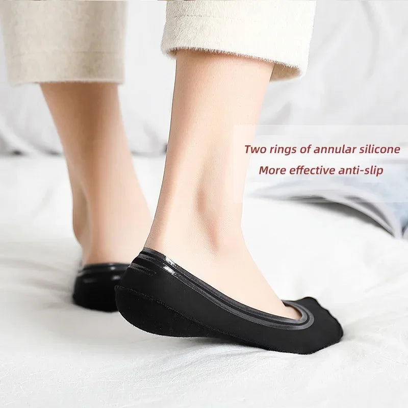3/5/10Pairs Summer Thin Socks Women's Ankle Short No-Show Set Foot Cotton Female Invisible White Low Cut Non-Slip Boat Sock