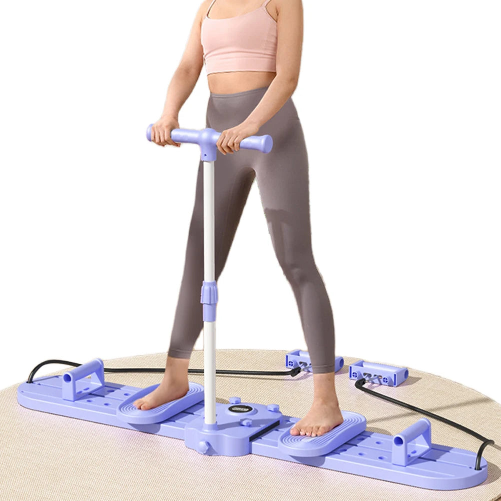 Fitness Ski Machine Foldable Ski Trainer with Handle & Pull Rope Pelvic Floor Muscle Exercise Equipment for Full Body Workout
