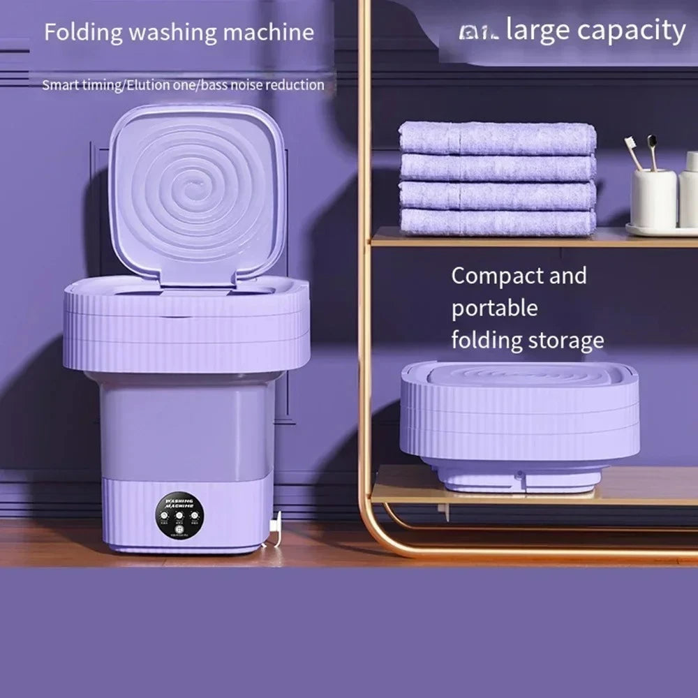 11L Blue light Portable Washing Machine Underwear with Dryer Bucket Socks Clothes Washer Camping Folding Mini Washing Machine