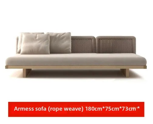 Patio Furniture Sets Aluminum Wooden Sofa Set All Weather L Shaped Corner Sofa Outdoor Wicker Balcony Furniture Couch Sofa Set