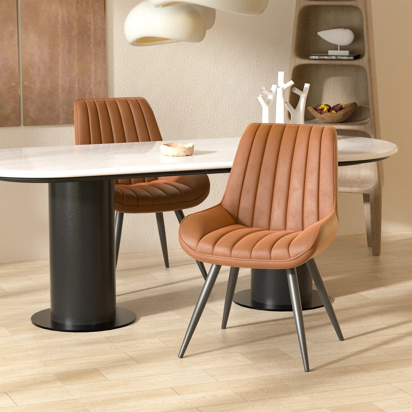 2 Pcs Office Chair Set Simple Dining Chair Without Armrests Loose Bar Chair Backrest Dining Room Bedroom Hotel Soft Bag Chair Solid Color Furniture