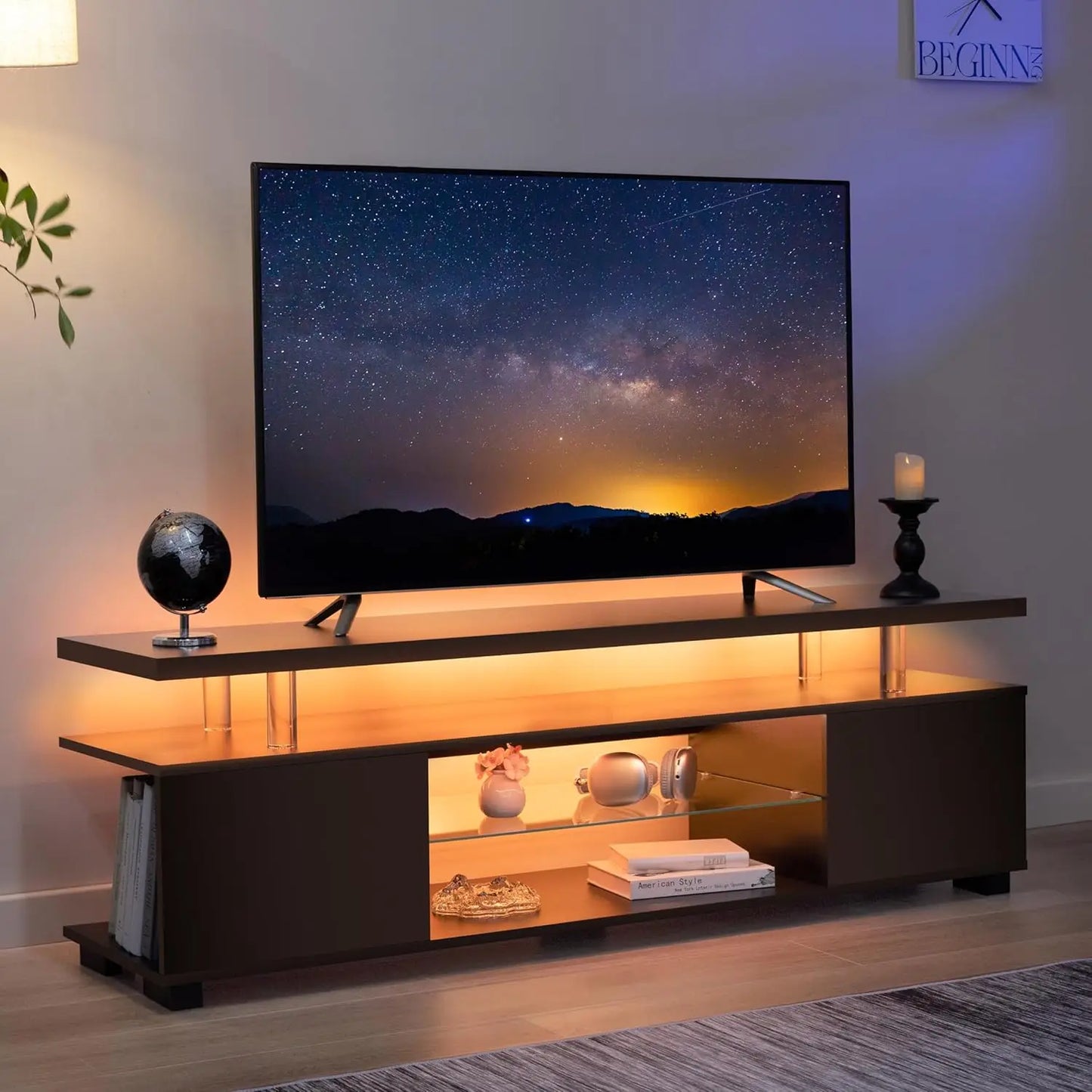 White TV Stands for Living Room LED TV Stand Modern TV Stand with Storage for 65/70/75 inche TVs Entertainment Center