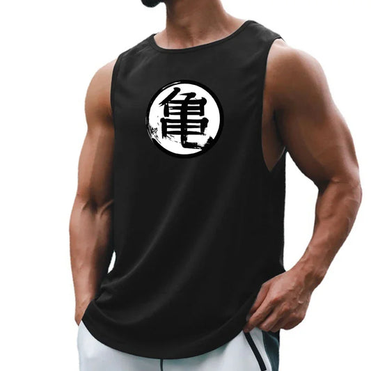 Japanese anime turtle pattern men's fitness clothes fitness vests quick-drying fitness T-shirts muscle sleeveless T-shirts