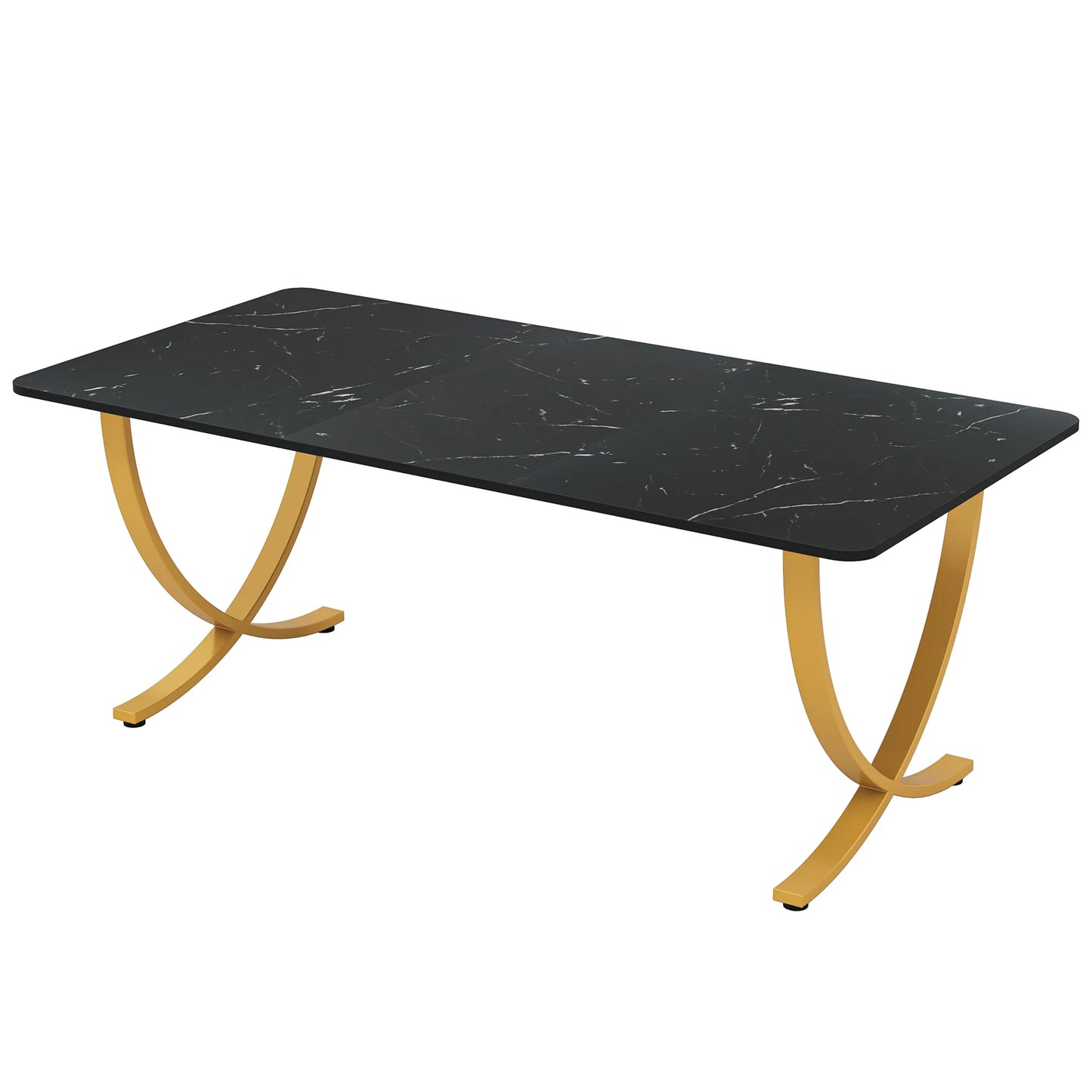Tribesigns 63" Modern Dining Table Kitchen Table with Faux Marble Top