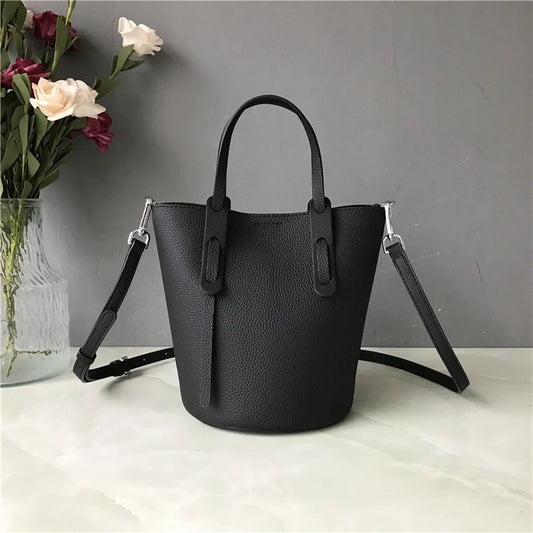 Trendy Leather Buet Bag Women's Handbag Cany Oversto Crossbody oulder Bag Faionable op Basket Handbag