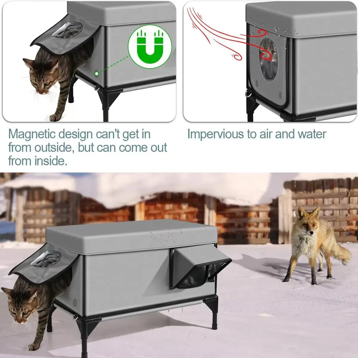 Waterproof Cat House Warm Heated Winter Cat House Insulated Outside Foldable Cats Nest Tent Sleeping Extra Large Warm Pet Room