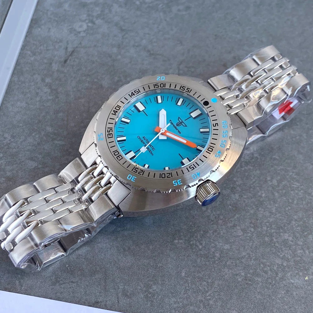 Tandorio V2 Buckle Bracelet Steel Bezel 42mm Sapphire Glass 20ATM Water Resistant NH35 Automatic Mens Dive Watch Reloj Hombre