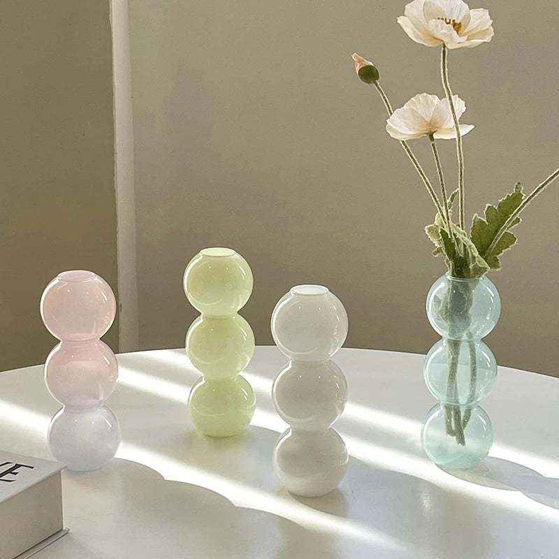 Nordic Glass Bubble Vases Hydroponic Flower Vase Creative Spherical Flower Vases Stained Bubble Glass Vase Home Office Decor