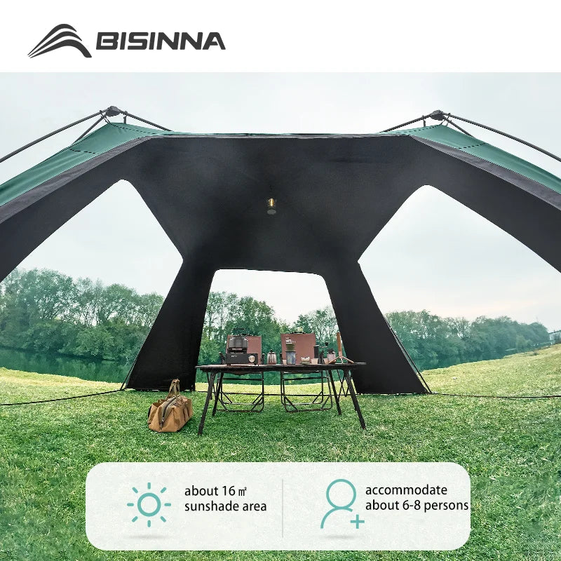 BISINNA 6-8 Persons One-touch Dome Tent Vinyl Coated Canopy Waterpoof Sunshade Shelter for Family Camping Travel Outdoors