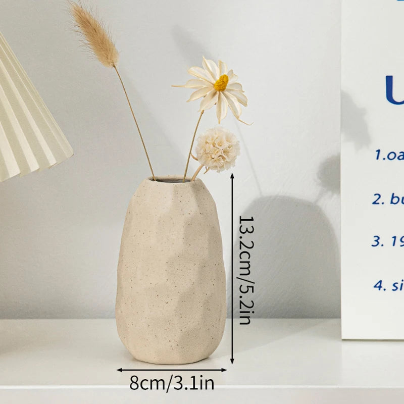 White Nordic Flower Vase Ceramic Vases Room Decor Modern Ceramic Flowers Bottle Plants Flower Pot Home Living Room Decoration