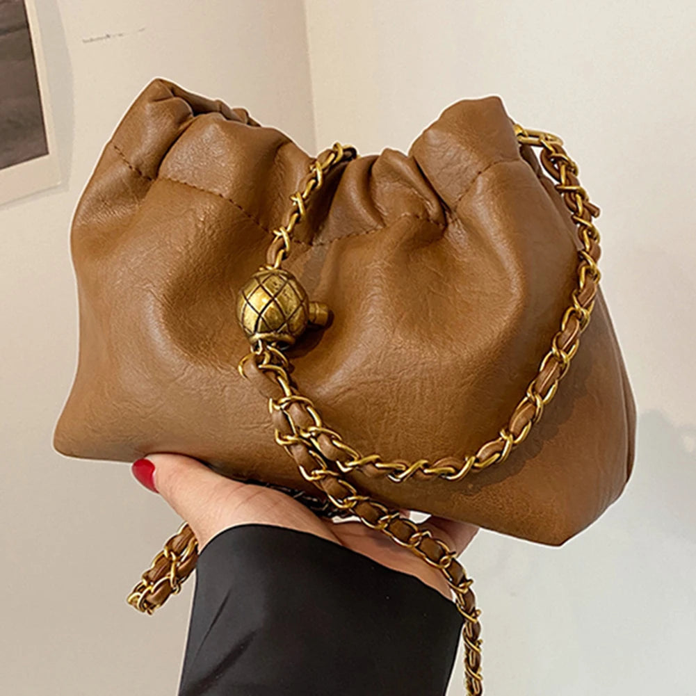 Women Crossbody Tote Bag PU Leather Pleatd Hobo Bag Versatile Messenger Bag Satchel Sling Bag Girl Stylish Purse