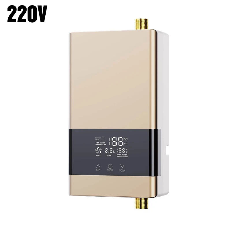 110V/220V Instant Water Heater Bathroom Kitchen Wall Mounted Electric Water Heater LCD Temperature Display with Remote Control
