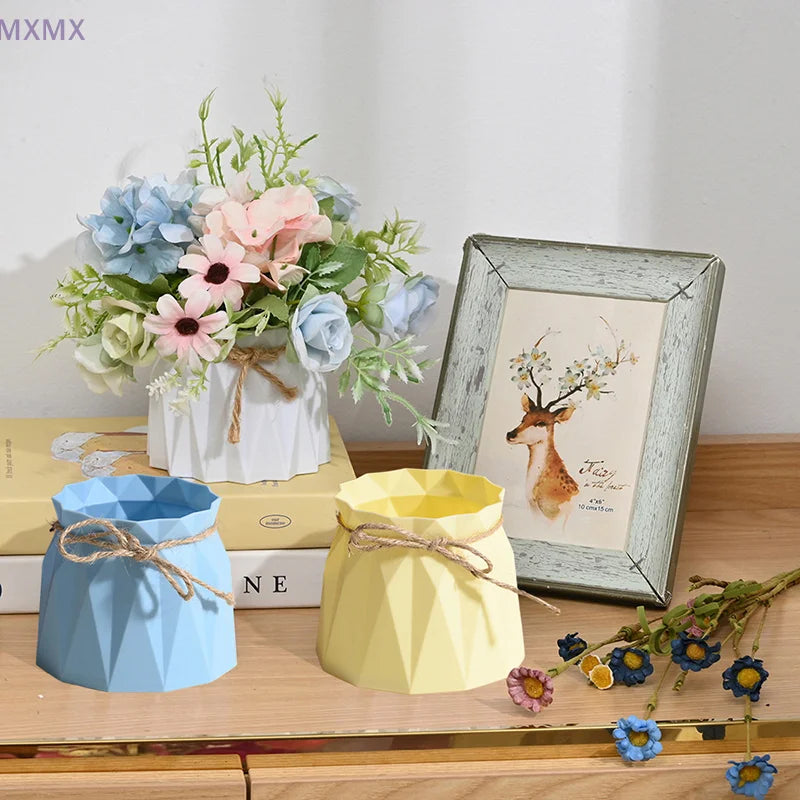 Modern Plastic Vases Home Decoration Anti-ceramic Vases Imitation Rattan Flower Vase European Wedding Modern Decorations Basket