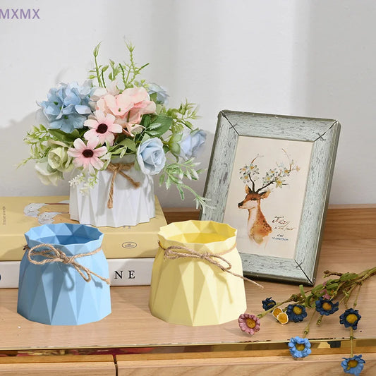 Modern Plastic Vases Home Decoration Anti-ceramic Vases Imitation Rattan Flower Vase European Wedding Modern Decorations Basket