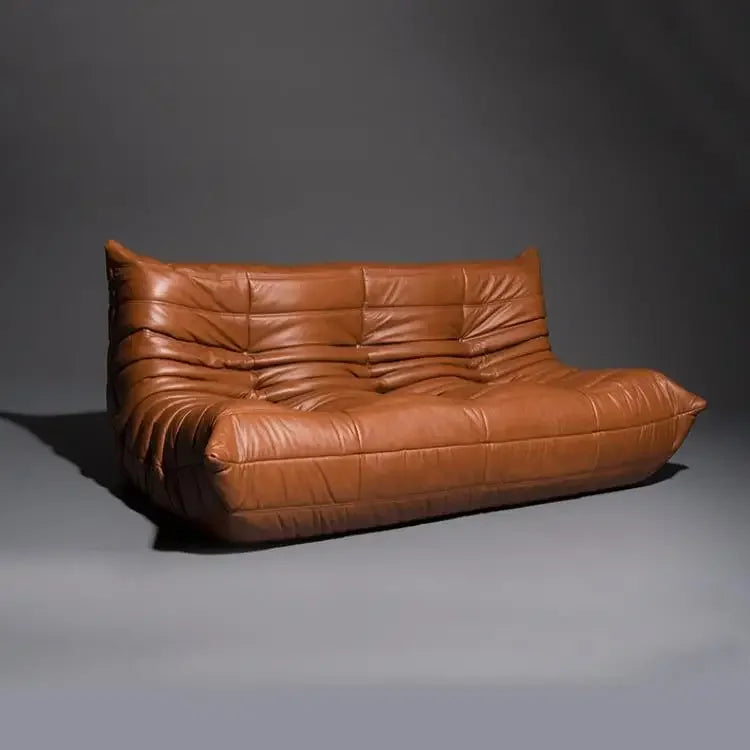 Togo Sofa Nordic designer 3-person oil wax leather sofa Classic living room furniture Caterpillar sofa