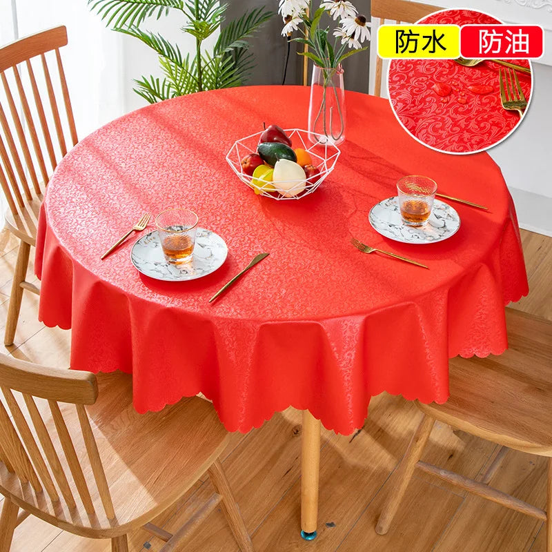 Waterproof  Round Table Cloth Pastoral PVC Plastic Kitchen Tablecloth Oilproof Antifouling Cover Dining Table Cloth Decorate