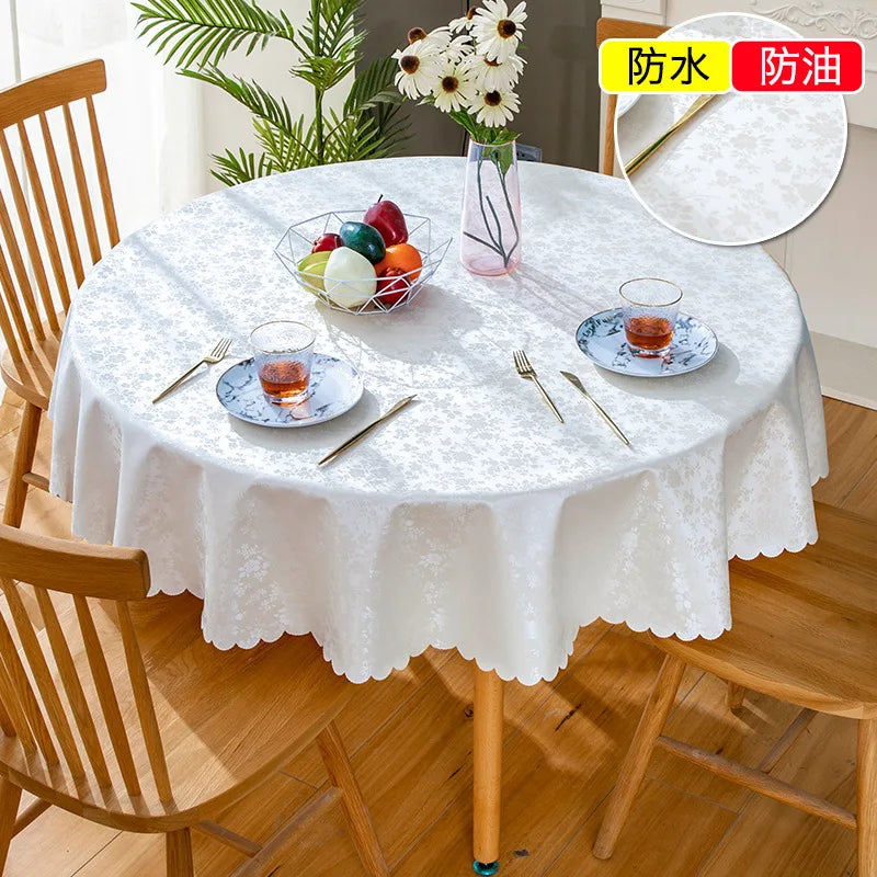 Waterproof  Round Table Cloth Pastoral PVC Plastic Kitchen Tablecloth Oilproof Antifouling Cover Dining Table Cloth Decorate