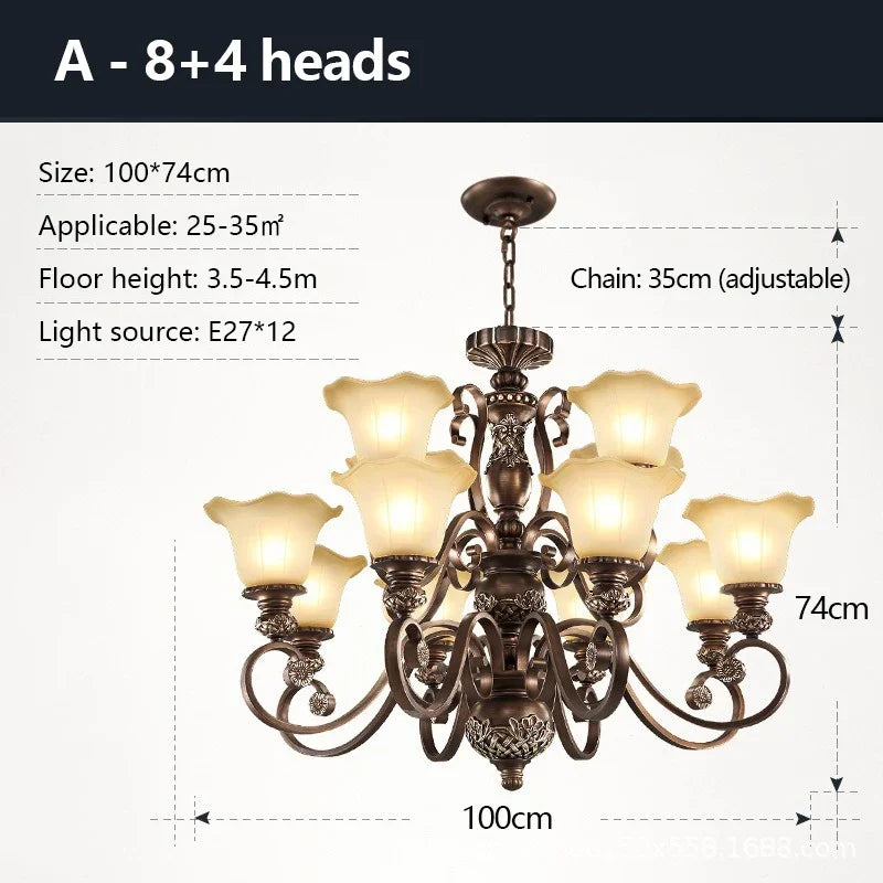 Home Decor Retro Luxury Chandeliers Classical LED Hanging Lamp for Villa Living Dining Room Indoor Lighting Suspension Luminaire