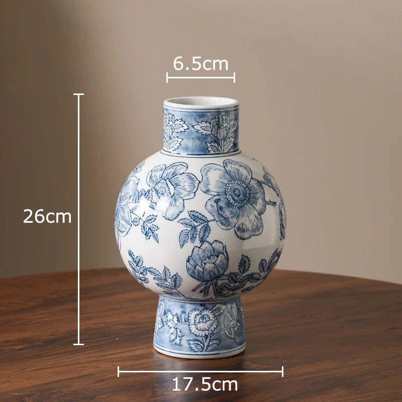 Blue and White Porcelain Vase Plant Pot Table Decoration Flowers Arrangement Multiple Styles Flower Vases Room Aesthetic Decor