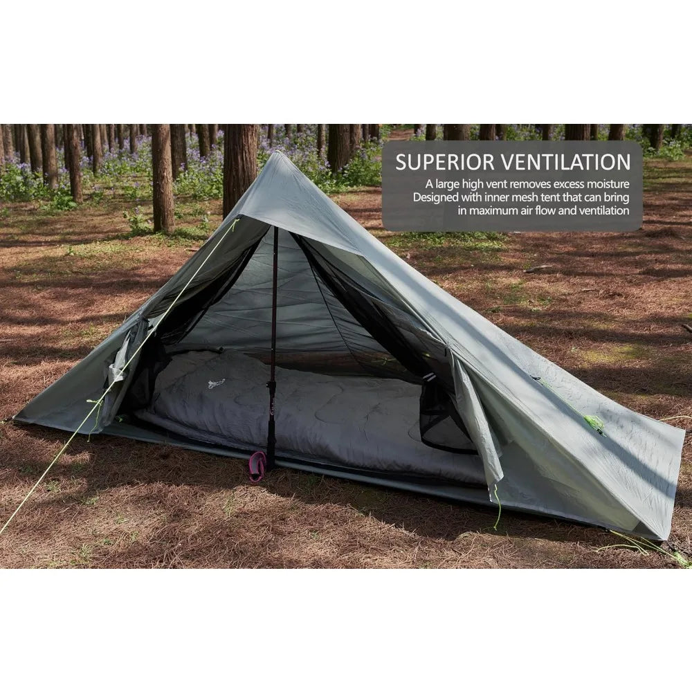 Altair One Ultralight Trekking Pole Backpacking Tent, Waterproof SIL Nylon, Double Wall, 3 Season, 1 Person Shelter for Backpack