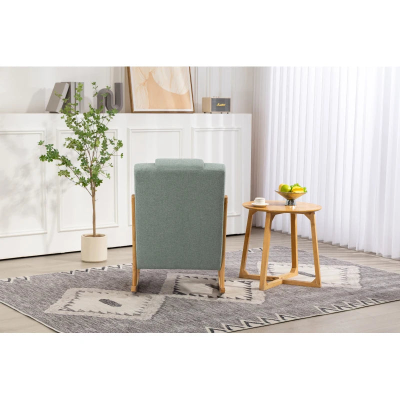 Rocking Chair Upholstered Fabric Rocking Armchair Indoor with High Backrest Glider Chairs and Lumbar Pillow for Living Room