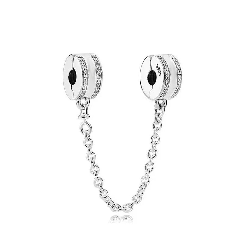 New 925 Silver Horseshoe Clover Star Cat Charm True eyes Pendant Safety Chain Bead Fit Original Bracelet Jewellery Gift dragon