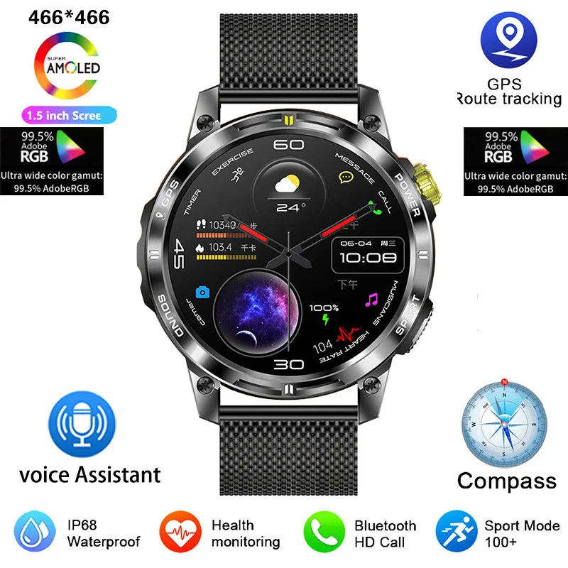 Xiaomi Mijia GPS Compass Outdoor Sport Smart Watch Men Voice Assistant Bluetooth Call Heart Rate Monitor Fitness Women's Watches