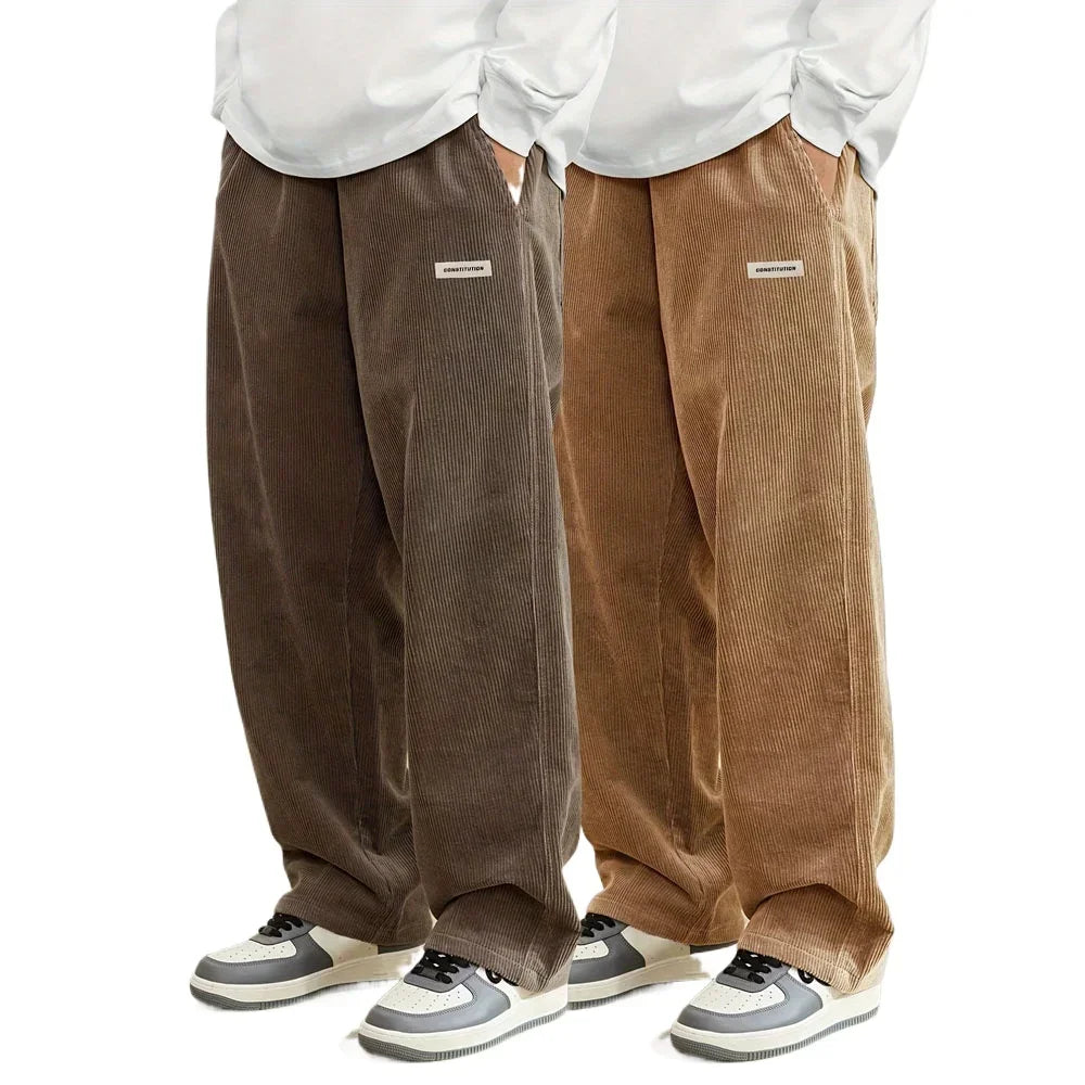 Corduroy pants men clothing Sweatpants Loose-Fit Casual Pants man baggy hosen Regular Length Trousers men cargo pants women