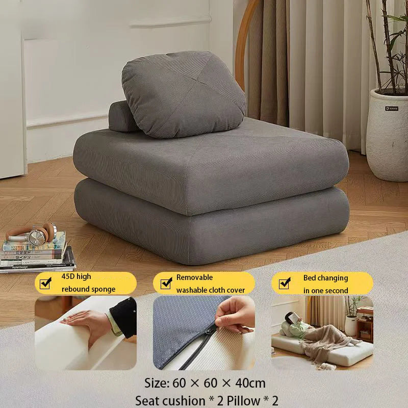 Lazy Sofa Single Person Detachable And Washable Sofa Home Furniture Living Room Sofa Bed Dual-useTatami Tofu Sofa New
