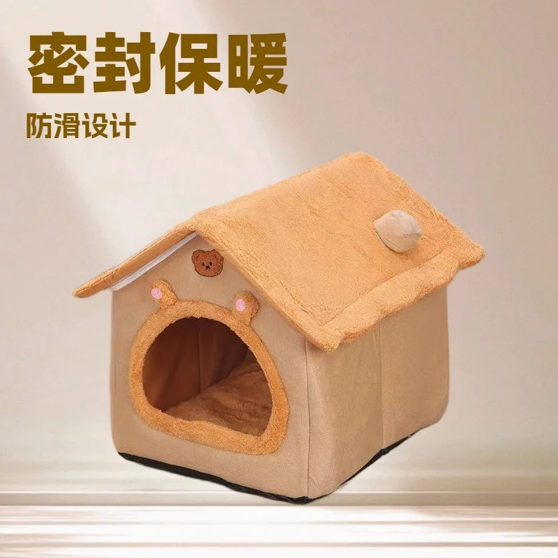 Cat Dog House Winter Keep Warm Cats Dogs All Seasons Removable Washable Doghouse Cat Bed Pet Supplies
