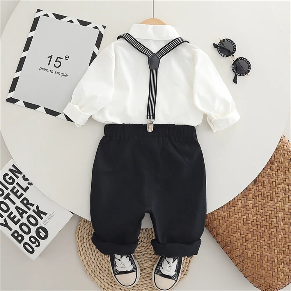 Boys Clothing Sets Autumn Gentleman Long Sleeve Shirts+ Pants 2Pcs Kids Clothes Set Newborn Boy Formal Clothing Outfit Party