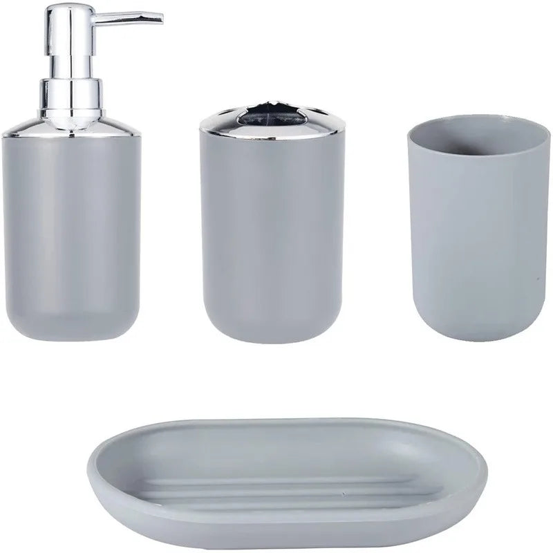 Wash Set Bathroom Decoration Accessories Lotion Bottle Soap Dish Mouthwash Cup Black Tray Household Bathroom Supplies