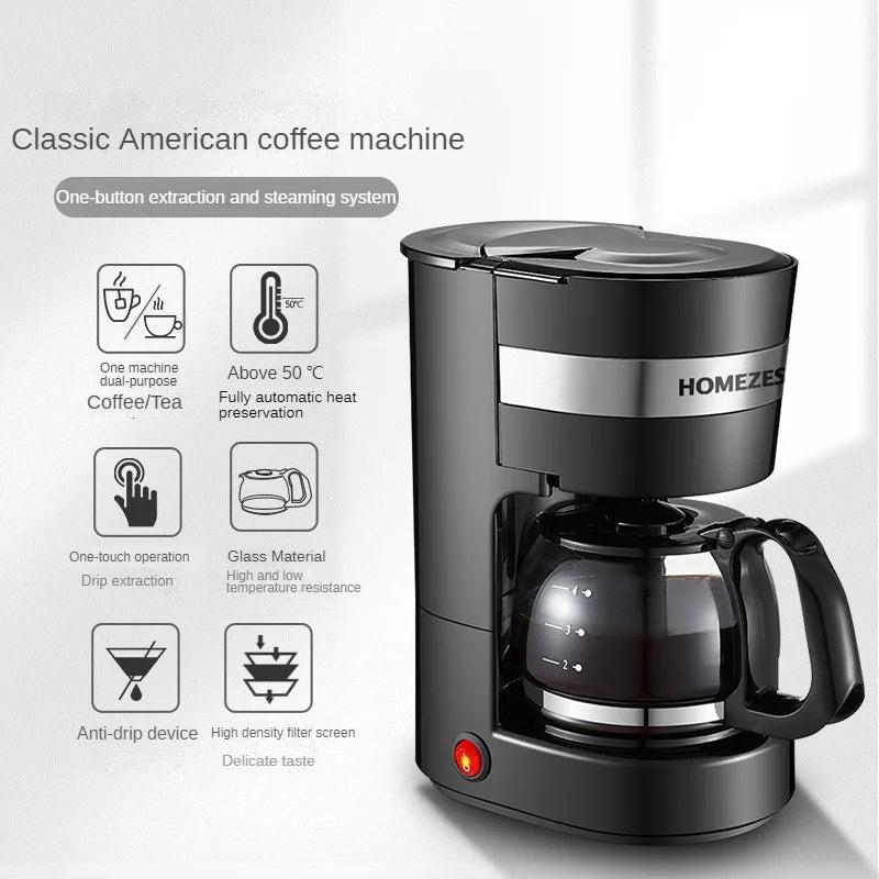 Household Small American Drip Coffee Maker Fully Automatic Tea Maker Portable Travel Coffee Maker Intelligent Heat Preservation