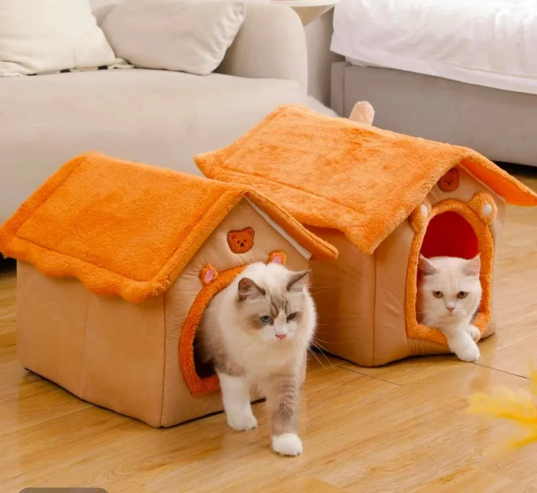 Cat Dog House Winter Keep Warm Cats Dogs All Seasons Removable Washable Doghouse Cat Bed Pet Supplies