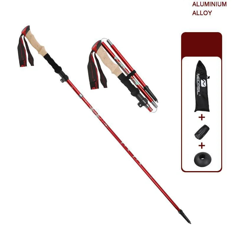 Collapsible Hiking Stick-Lightweight,Foldable Retractable Trekking Poles with Adjustable Heights-Walking Backpacking,Camping