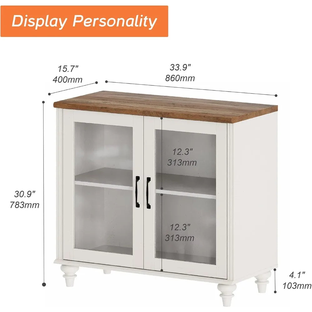 TV Stand for, Wood Console Table Storage Cabinet for Living Room, Kitchen Sideboard Buffet Cabinet With Glass Door