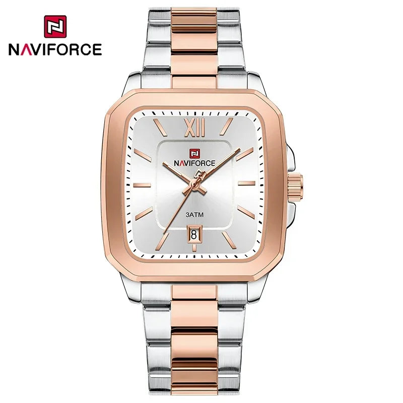 NAVIFORCE Fashion Women's Watches Waterproof Couple Steel Strap Quartz Calendar Wristwatch Gift for Girl Clock Relogio Feminino