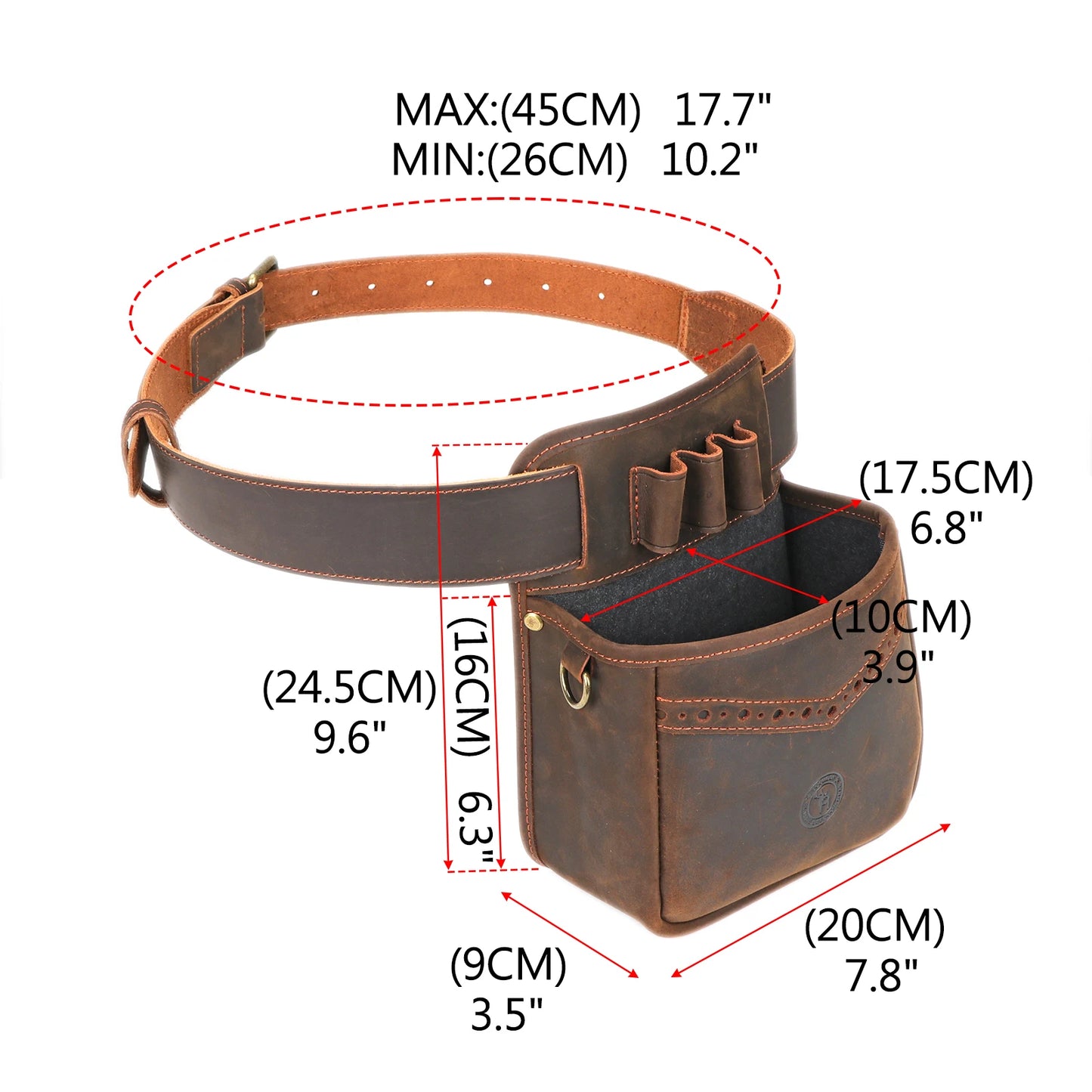 Tourbon Hunting Accessories Leather Tactical Gun Cartridges Waist Bag Game Speed Loader Ammo Sporting Clays Case with Belt