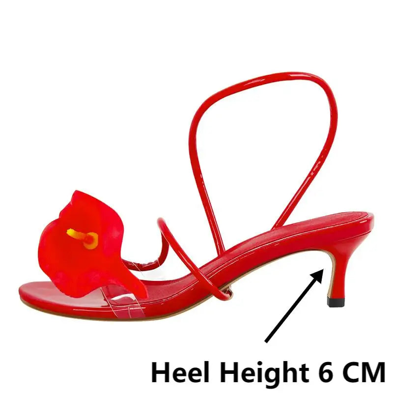 Onlymaker Women Open Toe Flower Sandals  Wedding Heels Dressy Summer Heels