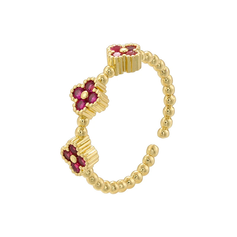 ZHUKOU 18K Gold Plated Hollow Design Women's Ring CZ Cubic Zircon Setting Adjustable Opening Ladies' Wedding Jewellery: VJ680