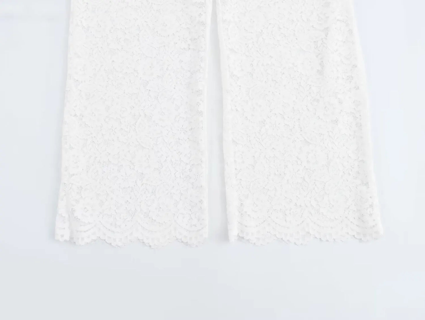 2025 new women's clothing European and American style design temperament lace high waist translucent trousers