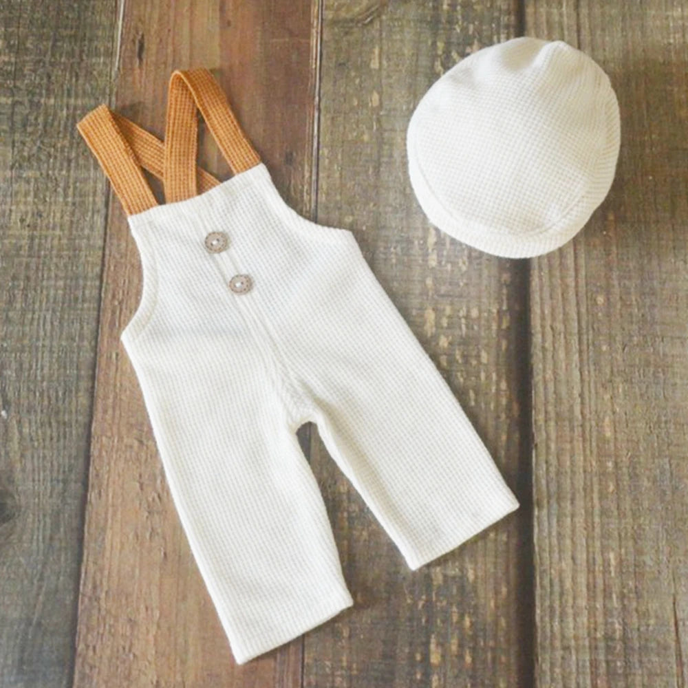Newborn Boy Fabric Overall Baby Photoshoot Outfit Newborn Boy Clothes Baby Props for Photography Infant Shooting Accessories